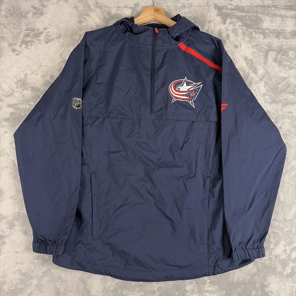 Columbus Blue Jackets Fanatics Pro 1/4 Zip Windbreaker Team Issue Medium NWOT